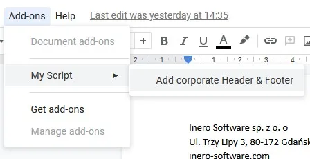 adding corporate header